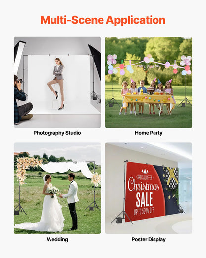 Backdrop Stand, 6.5 x 10 ft Adjustable Photo Backdrop Stand Kit, Portable Background Backdrop Stand with 5 Crossbars, Heavy Duty Projector Screen Stand, for Wedding, Photo Video Studio & Party