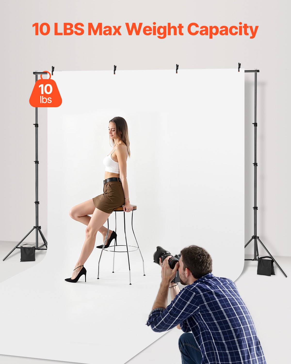 Backdrop Stand Backdrop Stand Kit 7 x 10 Feet for Party and Photo Studio