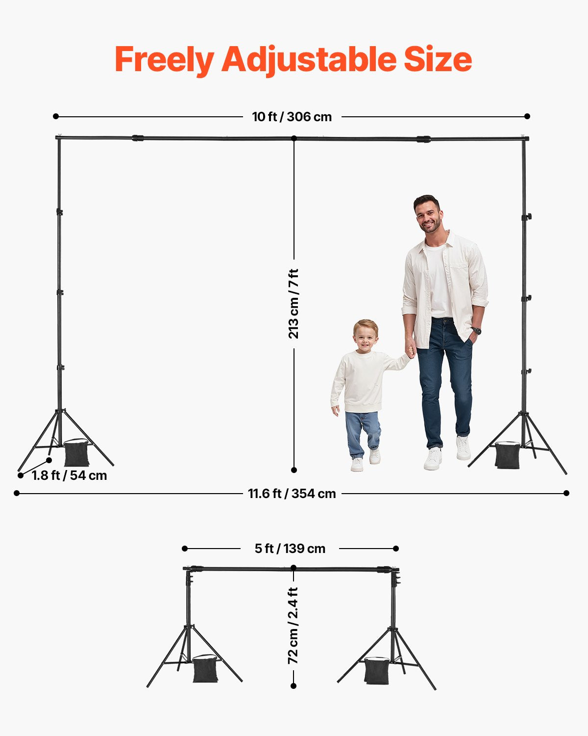 Backdrop Stand Backdrop Stand Kit 7 x 10 Feet for Party and Photo Studio