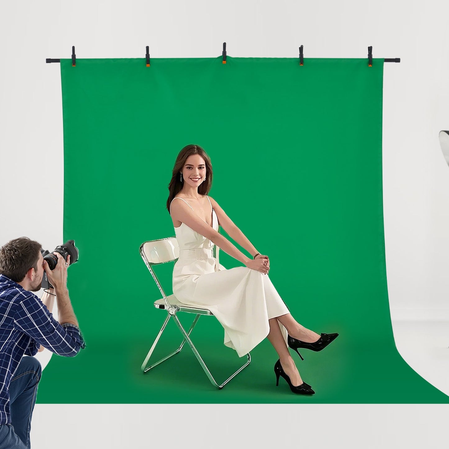 Backdrop Stand, 5 x 6.5 ft Adjustable Photo Backdrop Stand Kit, Portable Background Backdrop Stand with 3 Crossbars, Heavy Duty Projector Screen Stand, for Wedding, Photo Video Studio & Party
