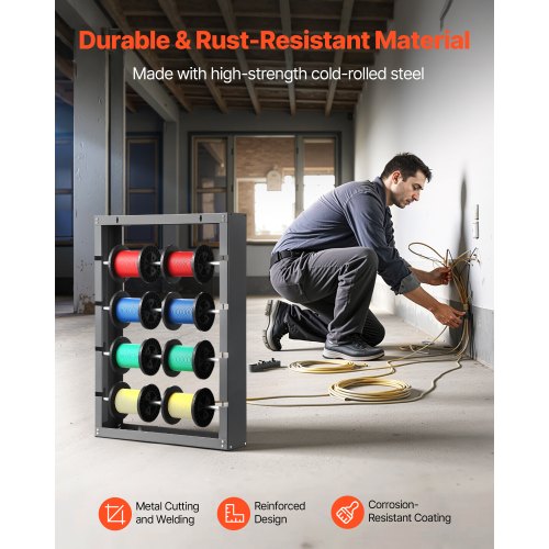 Trådrullställ 4 justerbara stänger Spolhållare Väggmontering 150 lbs Kapacitet