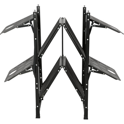 Camping Kitchen Table, One-Piece Foldable Portable Cooking Station with a Carrying Bag, Aluminum Camping Table 4 Iron Side Tables and 2 Shelves, Perfect for Outdoor Picnics, BBQ, Camping, RV Trips