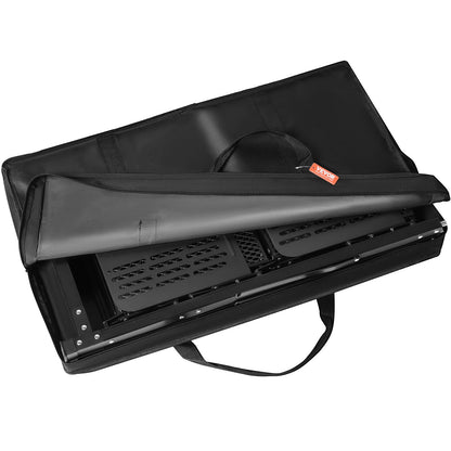 Camping Kitchen Table, One-Piece Foldable Portable Cooking Station with a Carrying Bag, Aluminum Camping Table 4 Iron Side Tables and 2 Shelves, Perfect for Outdoor Picnics, BBQ, Camping, RV Trips