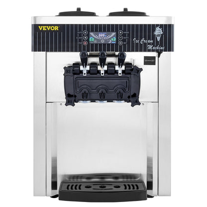 Softeismaschine, 2200 W, kommerzielle Softeismaschine für die Arbeitsplatte, 5,3 bis 7,4 Liter pro Stunde, Eismaschine für Restaurants, Bars, Cafés, Bäckereien