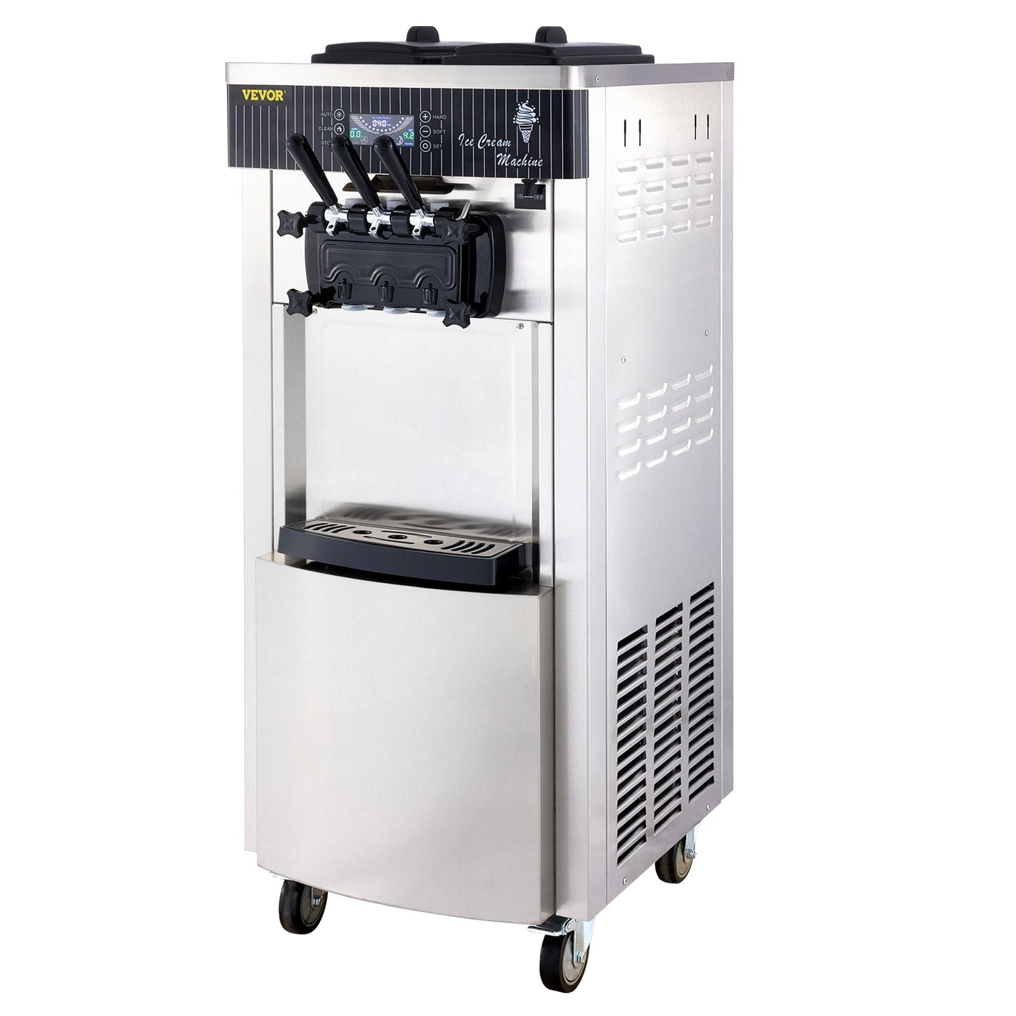 Softeismaschine, 2200 W, kommerzielle vertikale Softeismaschine, 5,3 bis 7,4 Liter pro Stunde, Eismaschine für Restaurants, Bars, Cafés, Bäckereien