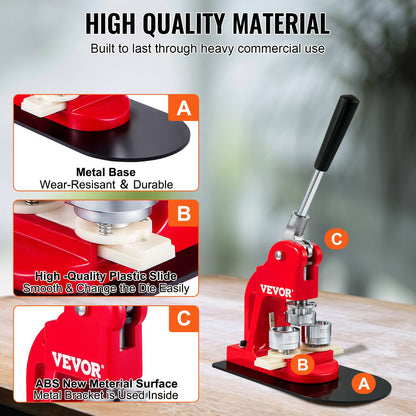 Button Maker Machine Badge Pin Machine 1" 25MM 500 Free Parts Press Kit