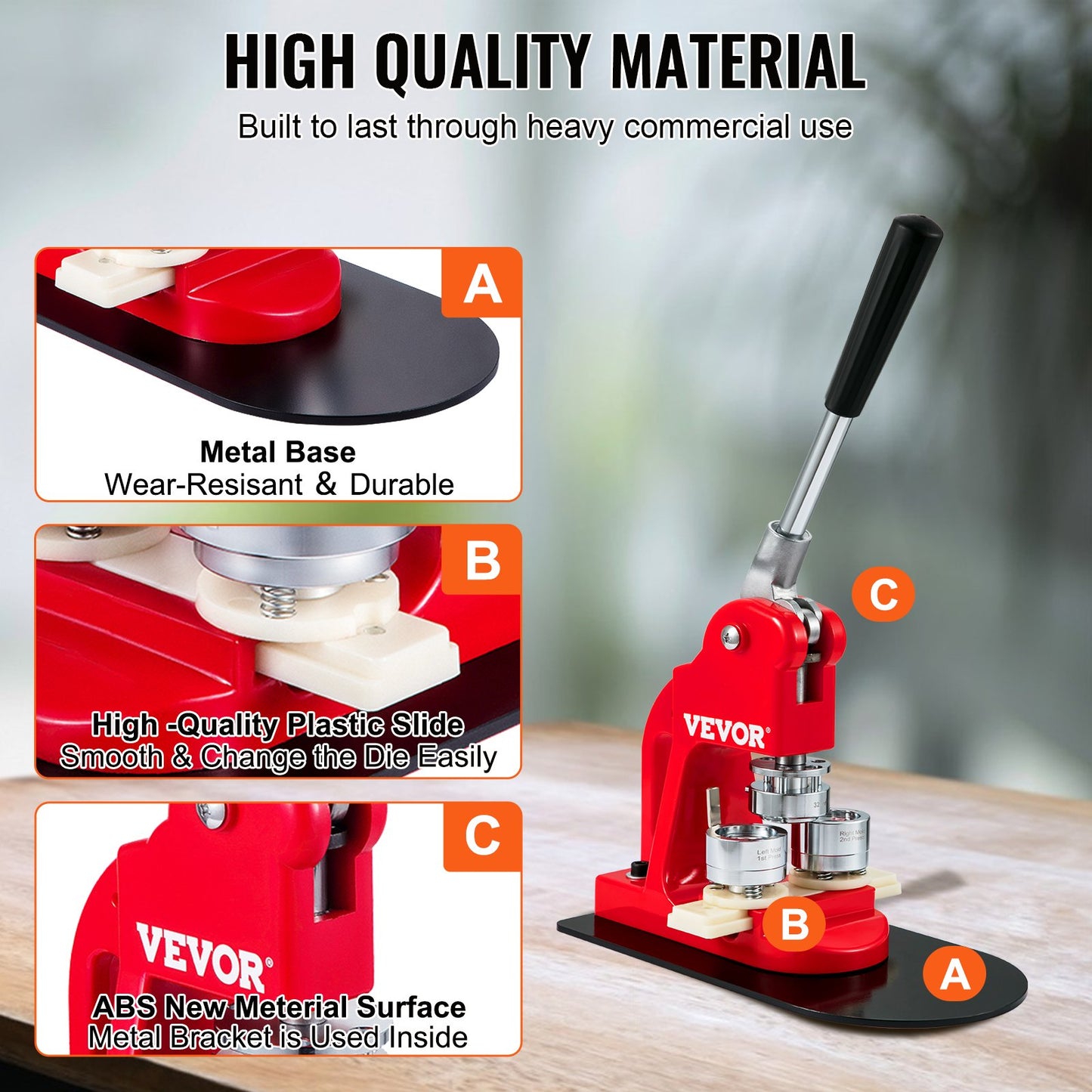 Button Maker Machine Badge Pin Machine 1.25" 32MM 500 Free Parts Press Kit