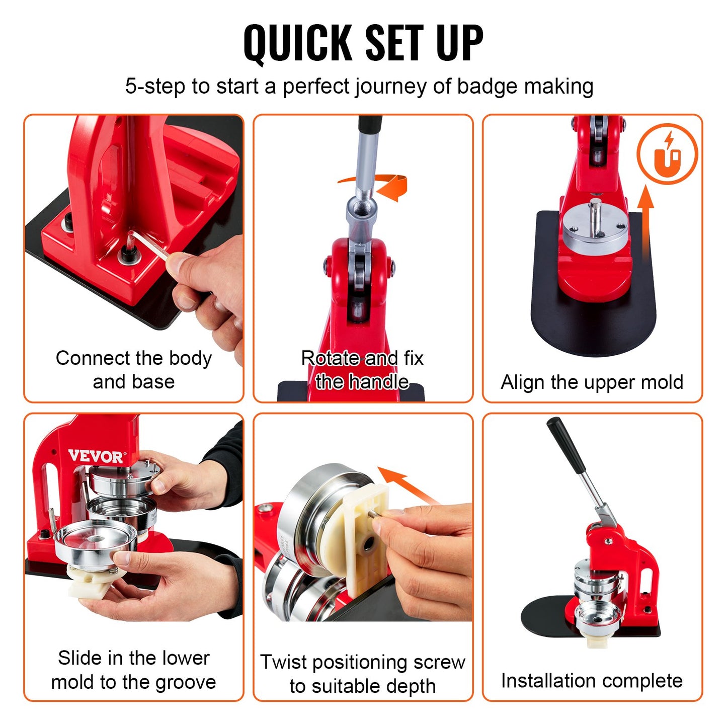 Button Maker Machine Badge Pin Machine 1.25" 32MM 500 Free Parts Press Kit