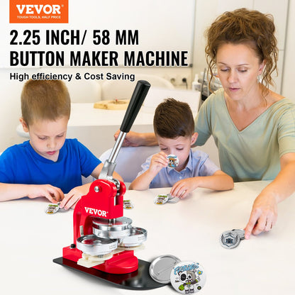 Button Maker Machine, 58mm (2.25 inch) Badge Punch Press Kit, Kids DIY Gifts Pin Maker, Button Making Accessories with 500pcs Button Parts &amp; Circle Cutter &amp; Magic Book