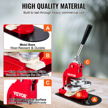 Button Maker Machine, 58mm (2.25 inch) Badge Punch Press Kit, Kids DIY Gifts Pin Maker, Button Making Accessories with 500pcs Button Parts &amp; Circle Cutter &amp; Magic Book