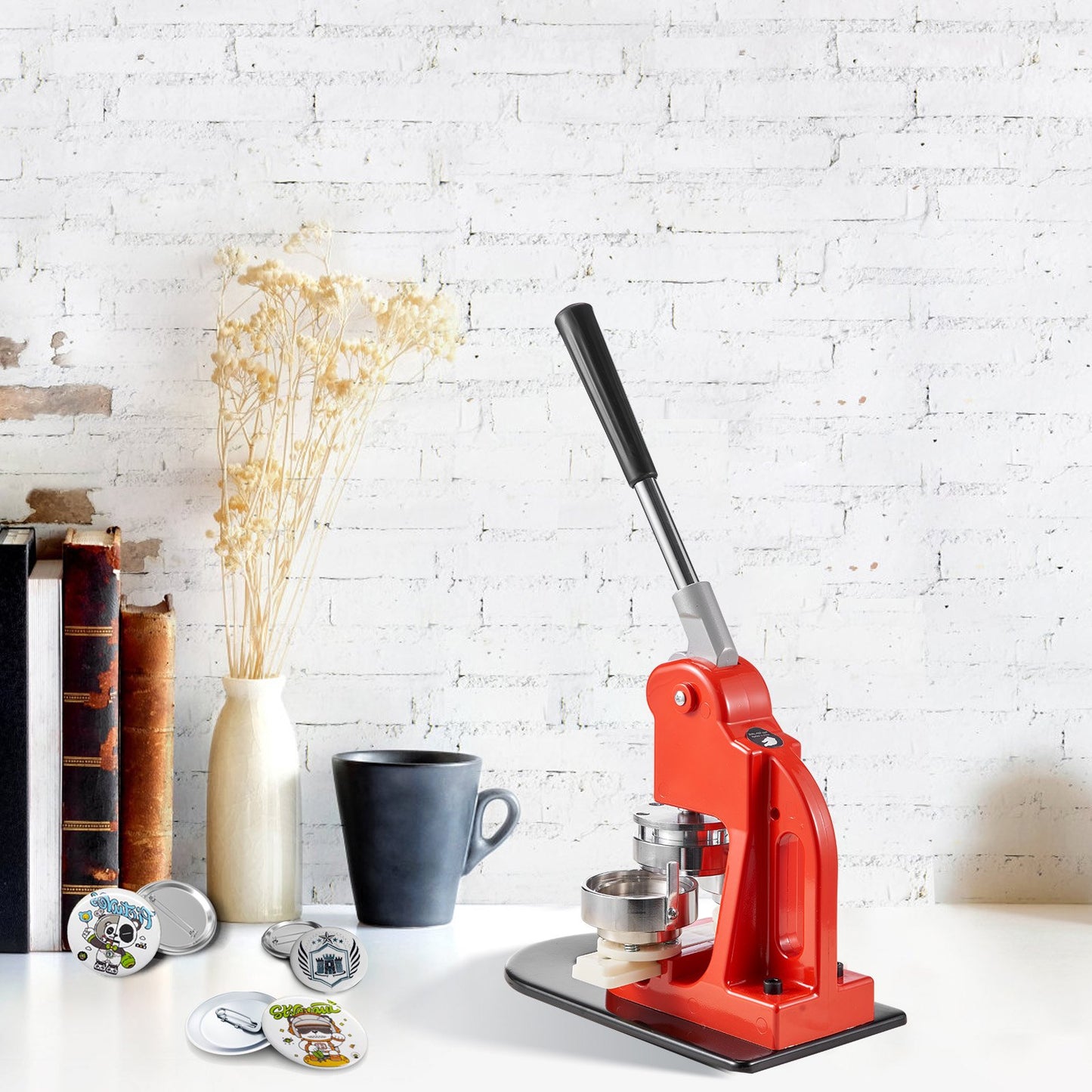 Button Maker Machine, 58 mm (2.25 inch) Badge Punch Press Kit, Children DIY Gifts Pin Maker, Button Making Supplies with 500pcs Button Parts & Circle Cutter & Magic Book