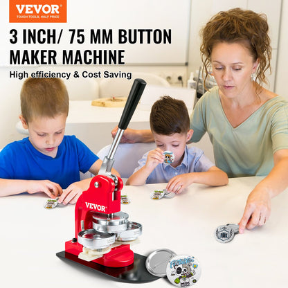 Button Maker Machine, 75mm (3 inch) Badge Punch Press Kit, Kids DIY Gifts Pin Maker, Button Making Accessories with 500pcs Button Parts &amp; Circle Cutter &amp; Magic Book