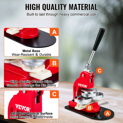 Button Maker Machine, 75mm (3 inch) Badge Punch Press Kit, Kids DIY Gifts Pin Maker, Button Making Accessories with 500pcs Button Parts &amp; Circle Cutter &amp; Magic Book