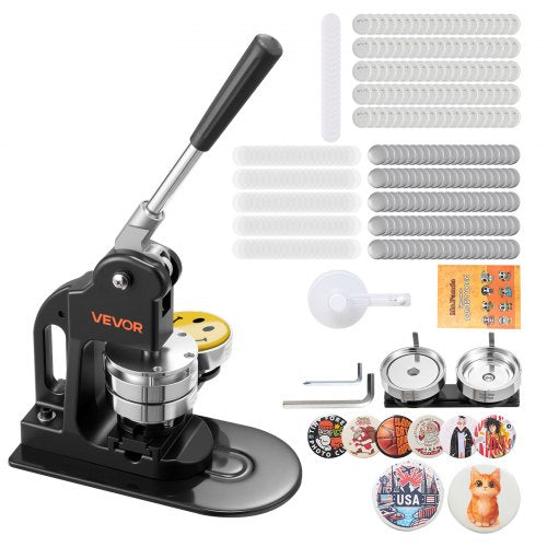 Button Maker Machine, 3 in, Pin Maker Machine with 500pcs Button Parts, Circle Cutter, Hex Wrenches and Magic Book, Ergonomic Handle, for DIY Badges, Personalized Pins and Key Chains, Black