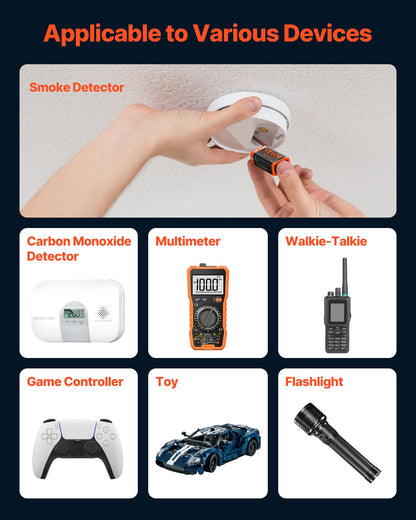 9V Alkaline Batteries, 12-Pack, 9 Volt Square Battery for Smoke Detector, 10-Year Shelf Life, Long Lasting, All-Purpose, for Fire Alarm, Household Office Business Devices, Electronics & Audio