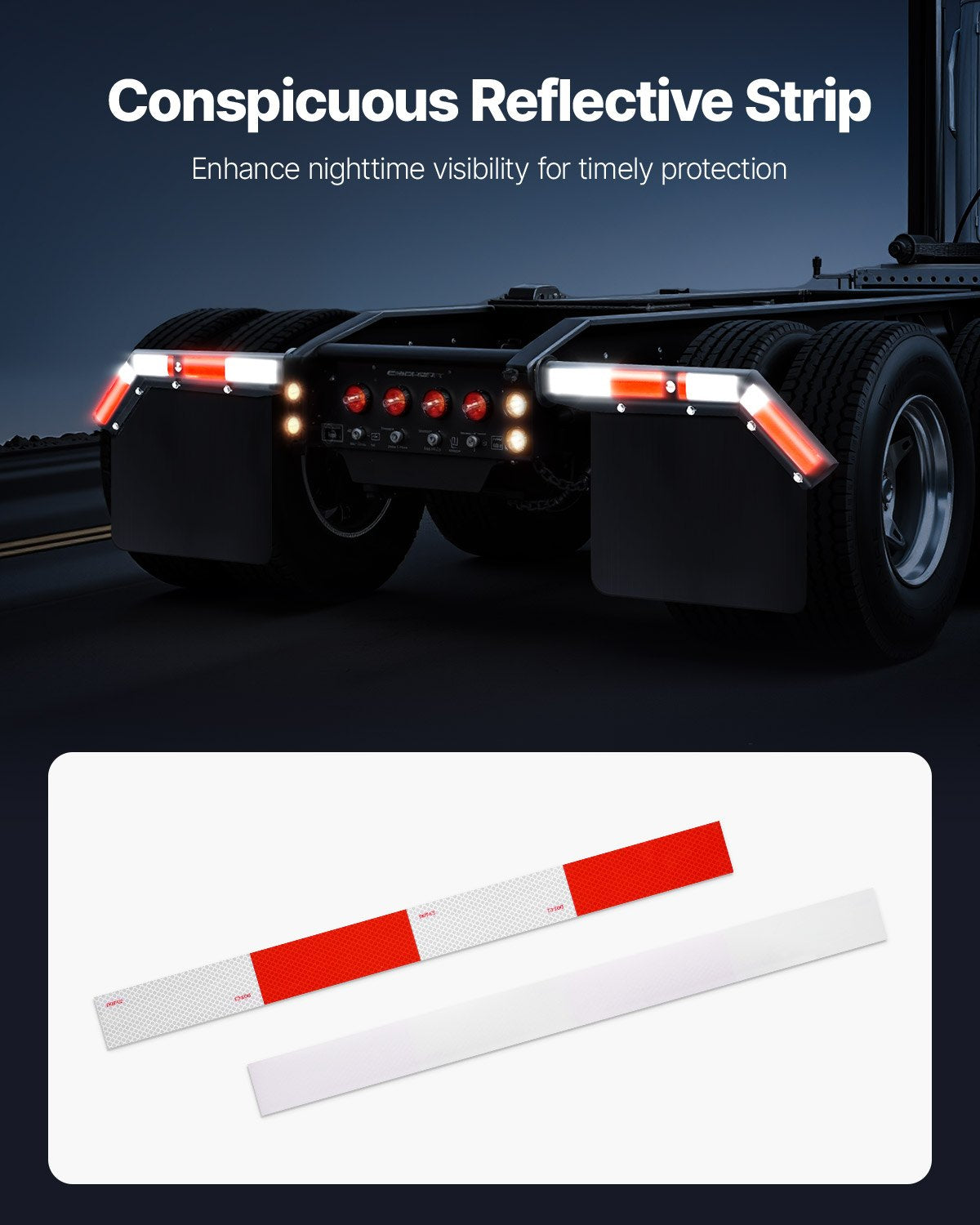 Angled Spring Loaded Mud Flap Hangers, 1-1/8" Bolt Spacing Mudflap Hangers for Semi Trucks, 1 Pair Heavy Duty Semi Truck Mud Flap Hanger Set with Reflective Strips, Black