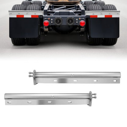 Chrome Straight Spring Loaded Mud Flap Hangers, 1-1/8" Bolt Spacing Mudflap Hangers for Semi Trucks, 1 Pair Heavy Duty Semi Truck Mud Flap Hanger Set with Reflective Strips, Silver