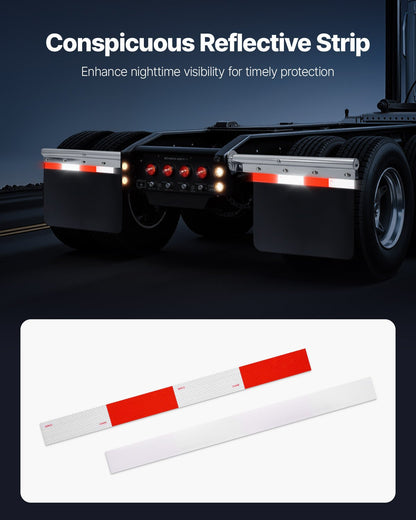 Chrome Straight Spring Loaded Mud Flap Hangers, 1-1/8" Bolt Spacing Mudflap Hangers for Semi Trucks, 1 Pair Heavy Duty Semi Truck Mud Flap Hanger Set with Reflective Strips, Silver