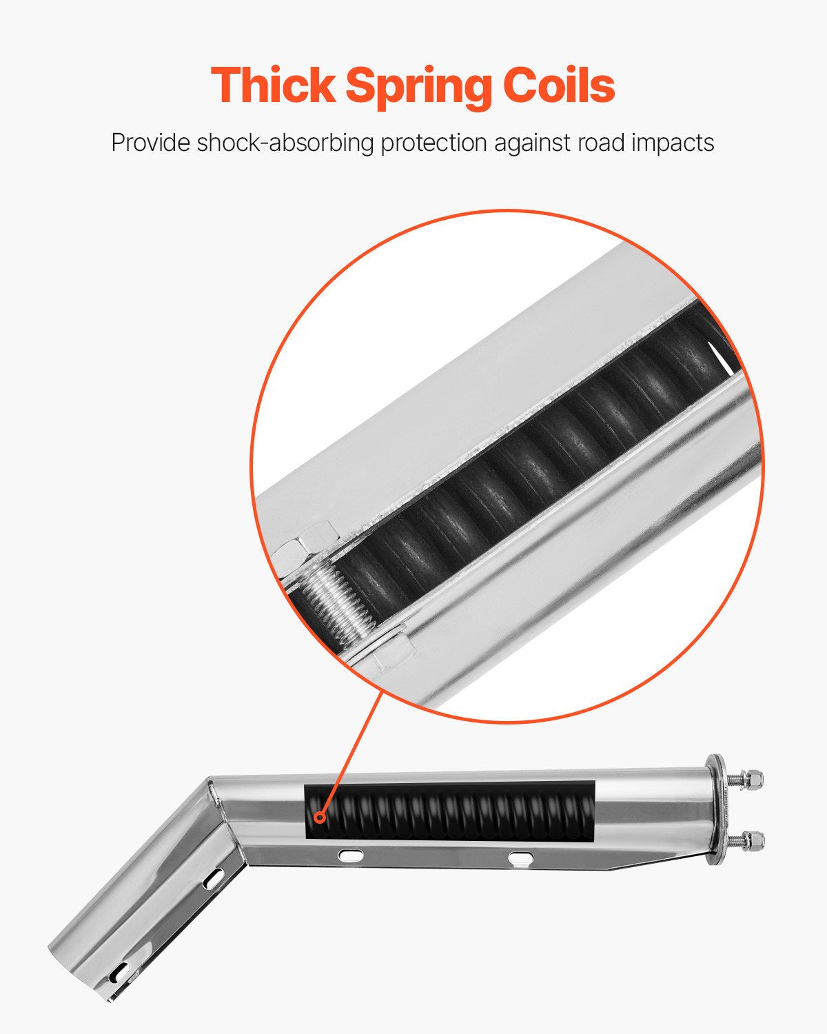 Stainless Steel Angled Spring Loaded Mud Flap Hangers, 2-1/2" Bolt Spacing Mudflap Hangers for Semi Trucks, 1 Pair Heavy Duty Semi Truck Mud Flap Hanger Set with Reflective Strips, Silver