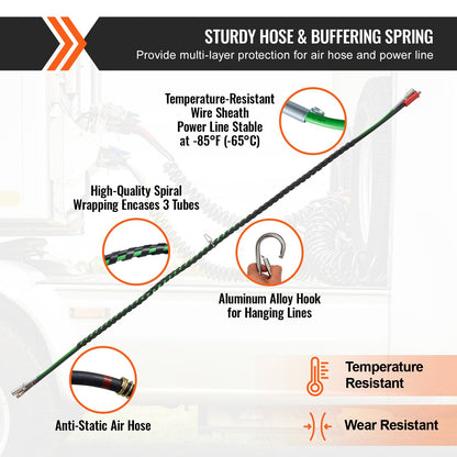 15FT Semi Truck Air Lines Kit 3-i-1 luftslangar & 7-vägsplugg ABS Power Line