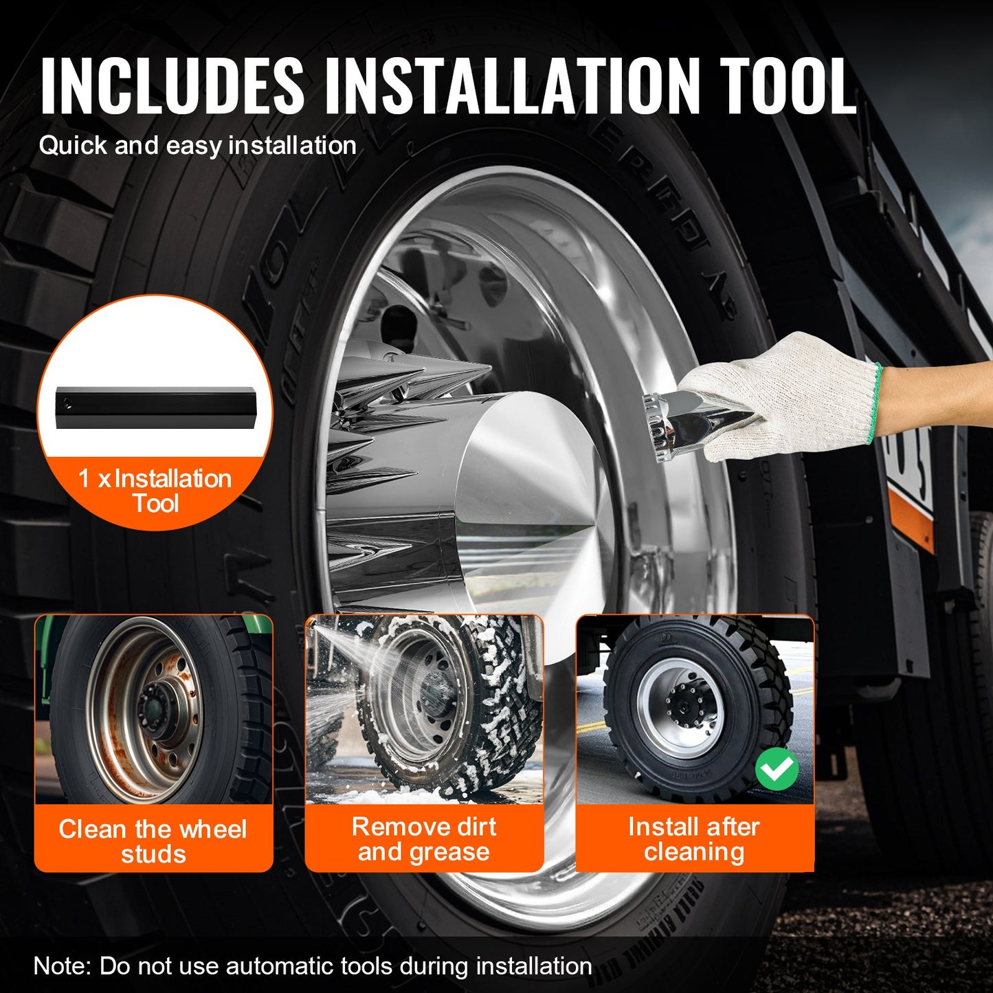 Rear Axle Cover Combo Kit ABS Lug Nut Covers with Nut Protection Tool