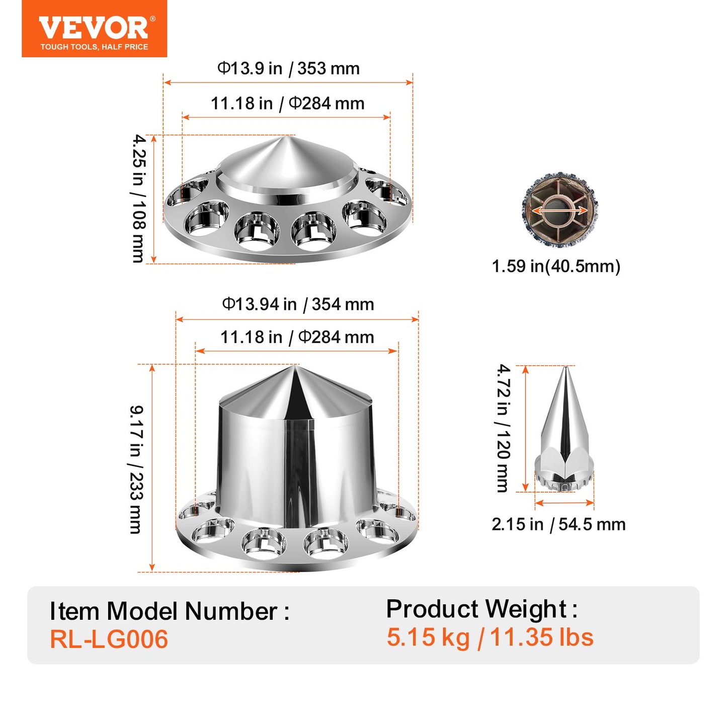 Rear and Front Axle Cover Combo Kit ABS Lug Nut Covers with Nut Protection Tool