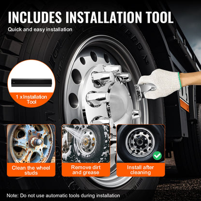 Framaxelkåpa Combo Kit ABS Luggmutterkåpor med mutterskyddsverktyg