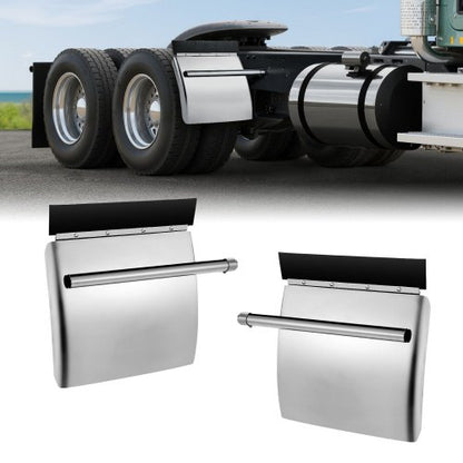 Stainless Steel Quarter Fenders for Semi Trucks, 24" x 24" Semi Truck Fenders with Tube Bracket and Mounting Hardware, 1 Pair Right & Left Quarter Fender Set, Fit for Freightliner, Peterbilt