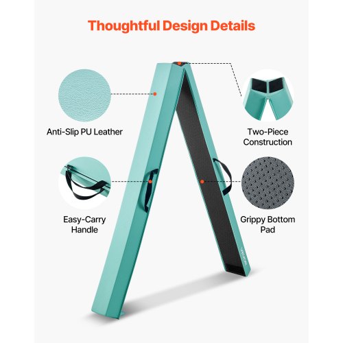 8FT Hopfällbar Balansbom för Barn, 90,7 KG Stabilt Stöd Gymnastikgolvbom med Halkfria Mattor, Gymnastikträningsutrustning med Halkfri Botten och Bärväska för Hemmagym, Mintgrön |  EU