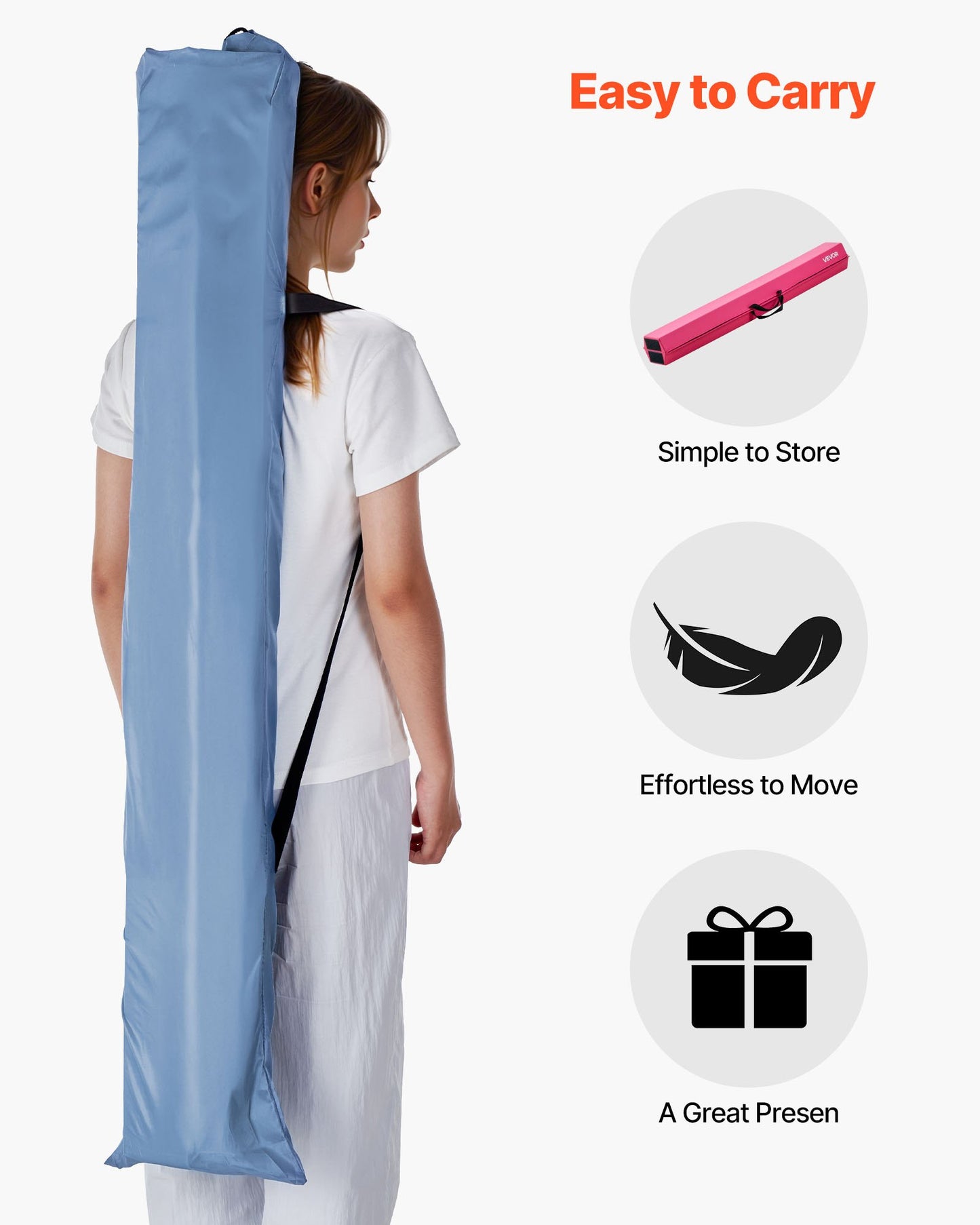 8FT Folding Balance Beam for Kids, 200LBS Stable Support Gymnastics Floor Beam with Non-Slip Mats, Gymnastics Training Equipment with Anti-Slip Bottom and Carrying Bag for Home Gym, Pink