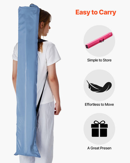 8FT Folding Balance Beam for Kids, 200LBS Stable Support Gymnastics Floor Beam with Non-Slip Mats, Gymnastics Training Equipment with Anti-Slip Bottom and Carrying Bag for Home Gym, Pink