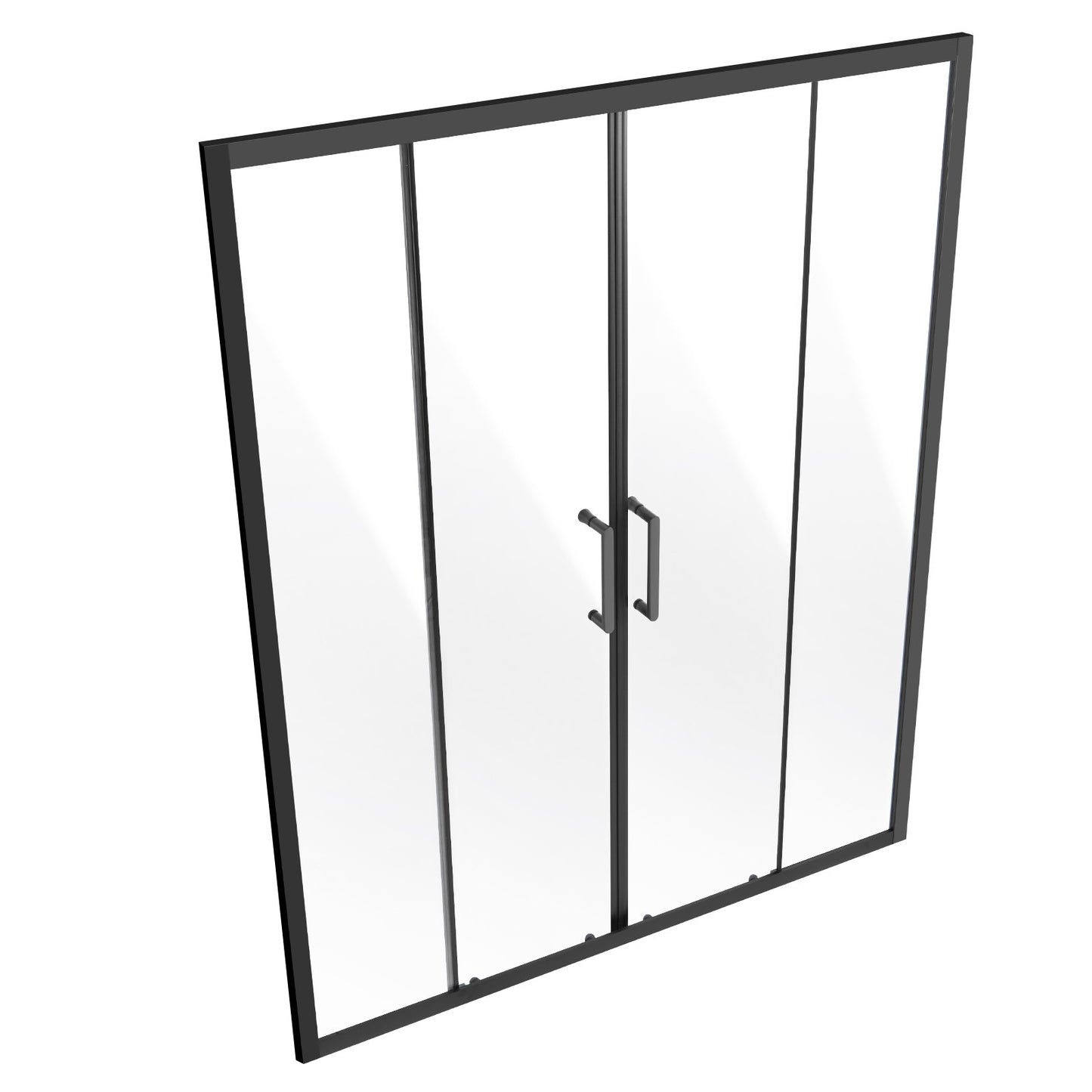 Semi-frameless Shower Door, 57.8-59 W x 70 H in, Double Sliding Glass Door with 1/4 in(6mm) Clear Tempered Glass, Waterproof Shatterproof Stainproof with Stainless Steel Hardware, Matte Black