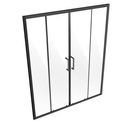 Semi-frameless Shower Door, 57.8-59 W x 70 H in, Double Sliding Glass Door with 1/4 in(6mm) Clear Tempered Glass, Waterproof Shatterproof Stainproof with Stainless Steel Hardware, Matte Black