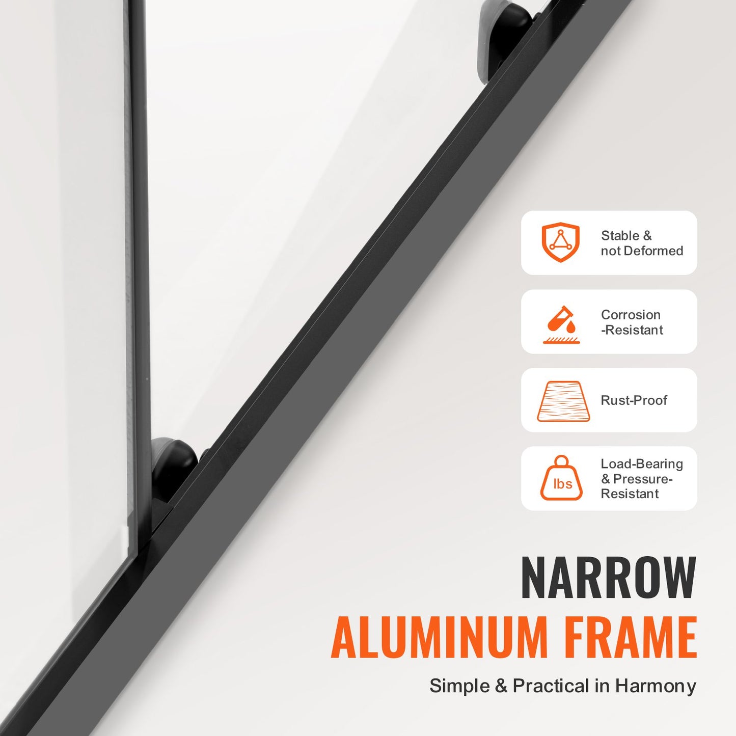 Semi-frameless Shower Door, 57.8-59 W x 70 H in, Double Sliding Glass Door with 1/4 in(6mm) Clear Tempered Glass, Waterproof Shatterproof Stainproof with Stainless Steel Hardware, Matte Black