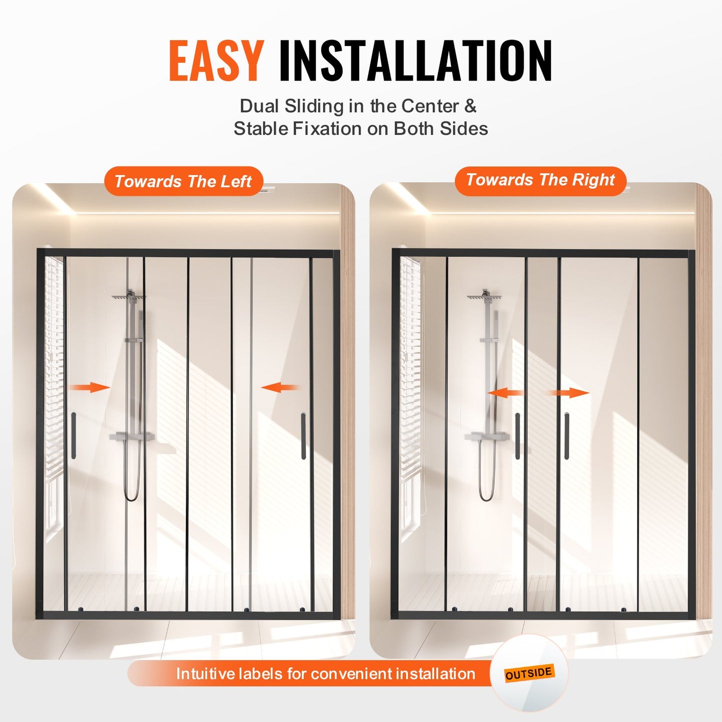 Semi-frameless Shower Door, 57.8-59 W x 70 H in, Double Sliding Glass Door with 1/4 in(6mm) Clear Tempered Glass, Waterproof Shatterproof Stainproof with Stainless Steel Hardware, Matte Black