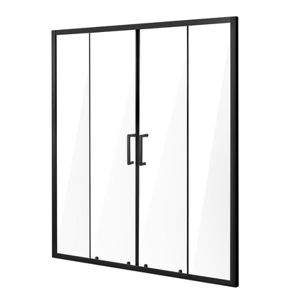 Semi-frameless Shower Door, 57.8-59 W x 70 H in, Double Sliding Glass Door with 1/4 in(6mm) Clear Tempered Glass, Waterproof Shatterproof Stainproof with Stainless Steel Hardware, Matte Black
