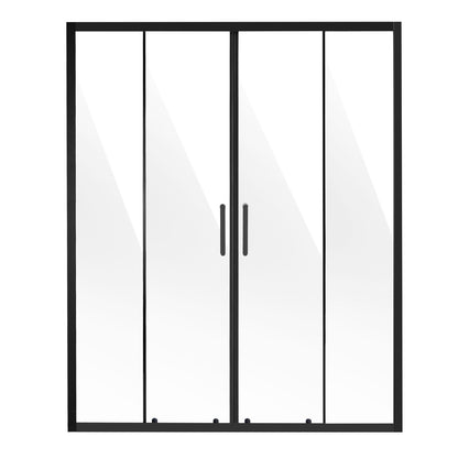 Semi-frameless Shower Door, 57.8-59 W x 70 H in, Double Sliding Glass Door with 1/4 in(6mm) Clear Tempered Glass, Waterproof Shatterproof Stainproof with Stainless Steel Hardware, Matte Black
