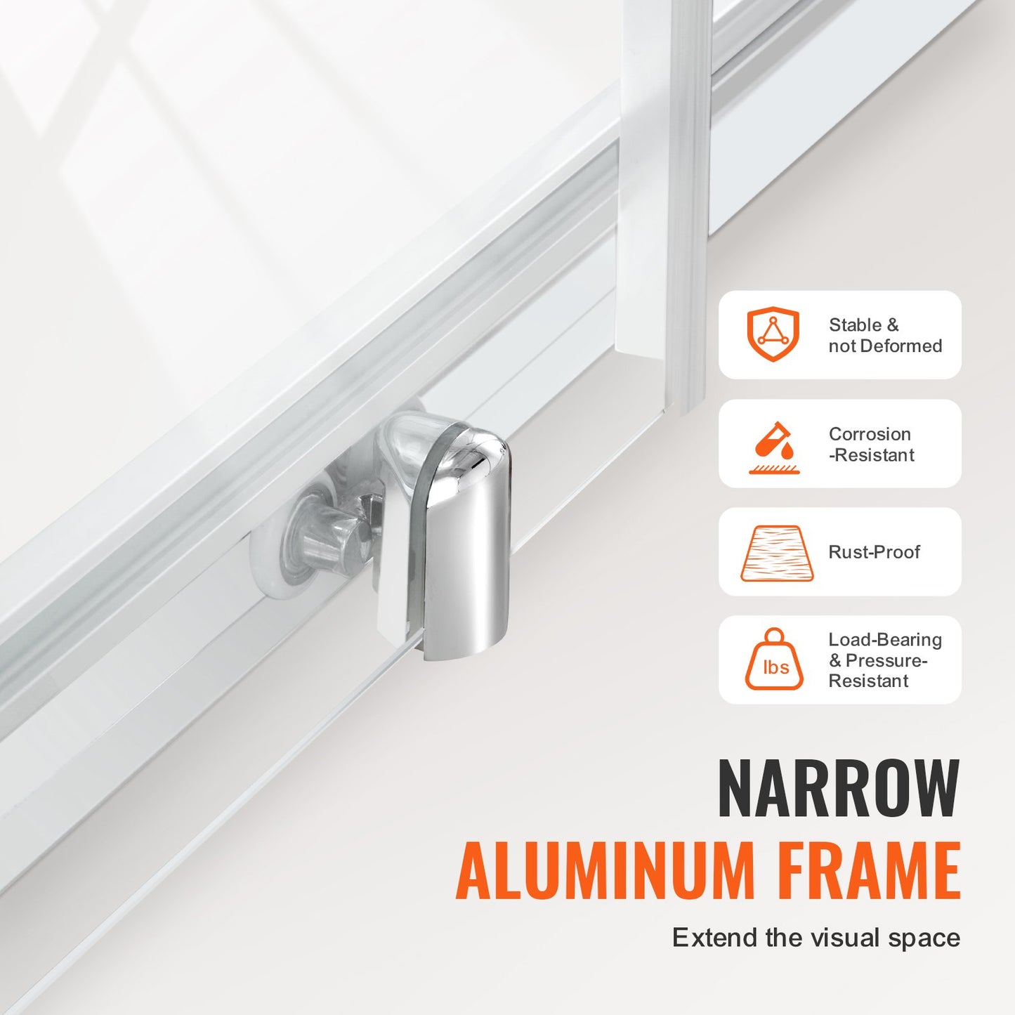 Semi-frameless Shower Door, 57.7-59 W x 70 H in, Shower Sliding Glass Door with 1/4 in(6mm) Clear Tempered Glass, Waterproof Shatterproof NANO Stainproof with Stainless Steel Hardware, Chrome