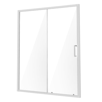 Semi-frameless Shower Door, 57.7-59 W x 70 H in, Shower Sliding Glass Door with 1/4 in(6mm) Clear Tempered Glass, Waterproof Shatterproof NANO Stainproof with Stainless Steel Hardware, Chrome