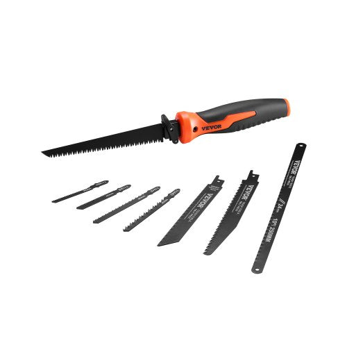 Jab Saw, 6 in Keyhole Saw with Soft Grip Handle, 8-In-1 Multi-Blades Drywall Jab Saw, Sharp Jab Saw with Triple Ground Teeth, for Cutting Drywall Wood Metel Plastic Plywood Wallboard Thin Sheet