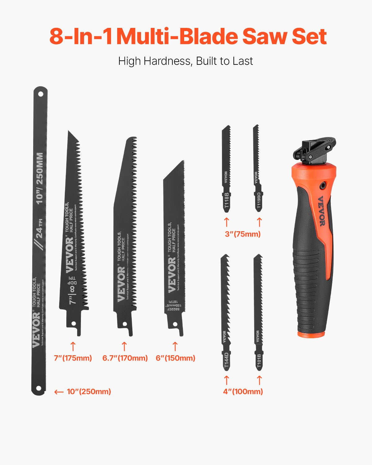 Jab Saw, 6 in Keyhole Saw with Soft Grip Handle, 8-In-1 Multi-Blades Drywall Jab Saw, Sharp Jab Saw with Triple Ground Teeth, for Cutting Drywall Wood Metel Plastic Plywood Wallboard Thin Sheet