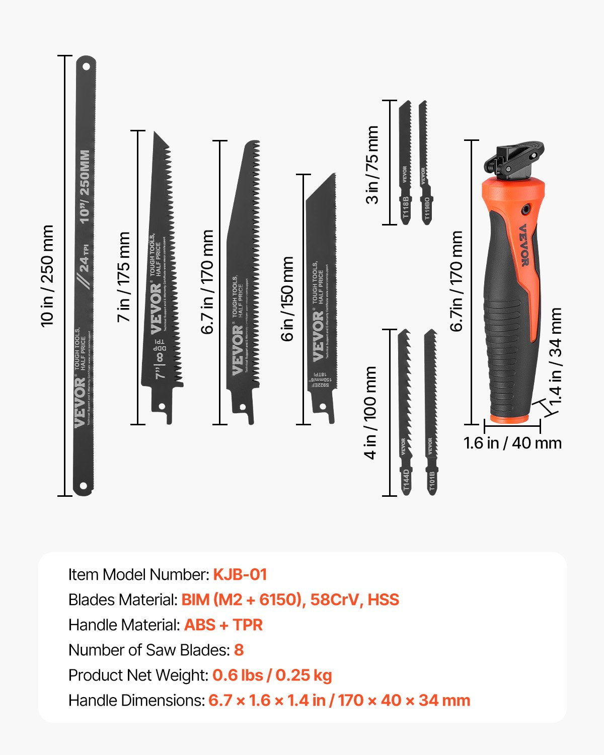 Jab Saw, 6 in Keyhole Saw with Soft Grip Handle, 8-In-1 Multi-Blades Drywall Jab Saw, Sharp Jab Saw with Triple Ground Teeth, for Cutting Drywall Wood Metel Plastic Plywood Wallboard Thin Sheet