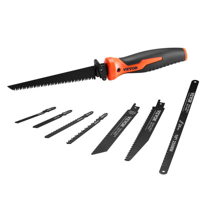 Jab Saw, 6 in Keyhole Saw with Soft Grip Handle, 8-In-1 Multi-Blades Drywall Jab Saw, Sharp Jab Saw with Triple Ground Teeth, for Cutting Drywall Wood Metel Plastic Plywood Wallboard Thin Sheet