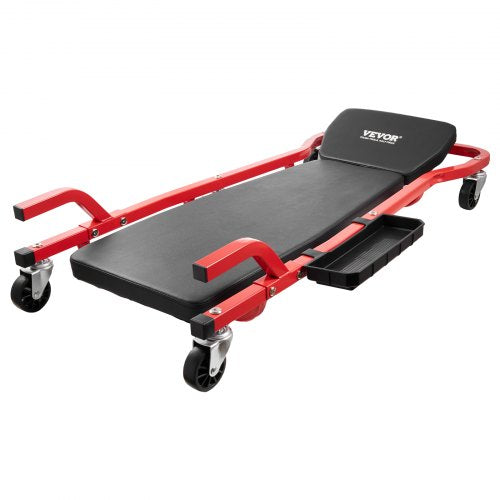 Mechanic Garage Creeper, 44-Inch, 300 lbs Capacity Automotive Rolling Creeper with 6 Casters Adjustable Cushioned Headrest Tool Tray, Heavy Duty Steel Frame for Garages, Repair Shops, and DIY