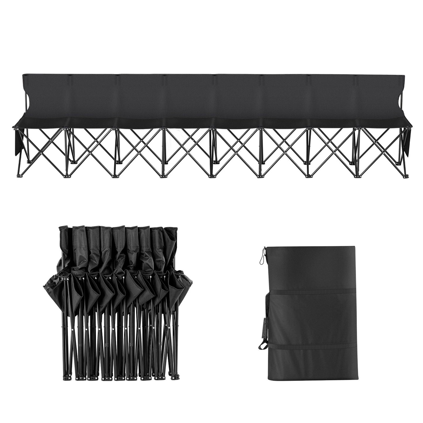 8-Seater Portable Folding Sports Bench Outdoor Camping Chair with Carry Bag