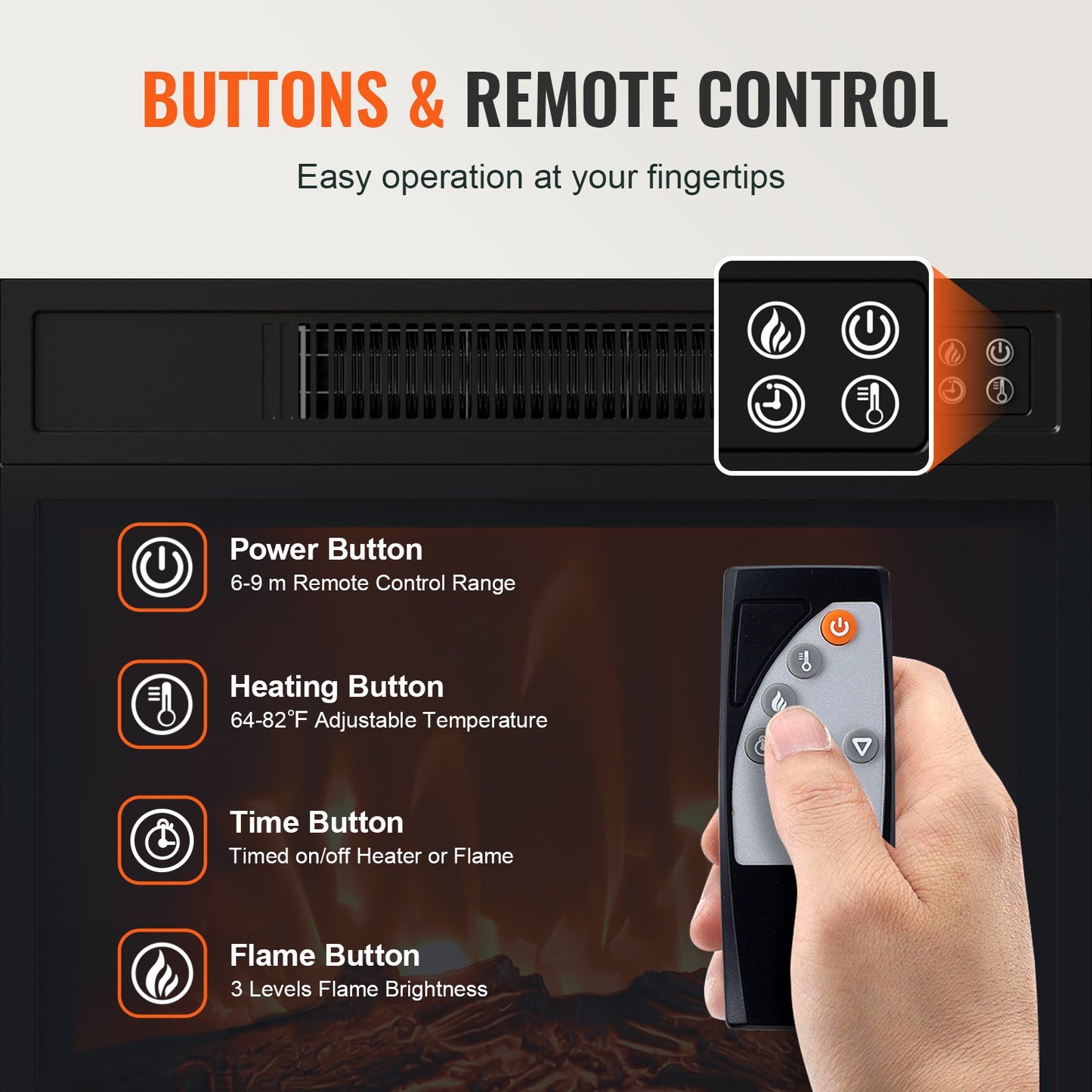 Electric Fireplace TV Stand, Corner TV Stand for TVs up to 50", Corner Console with 18" Fireplace, Vintage Design, 20 LED Lights, Remote Control & Timer for Living Room, Brown