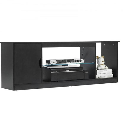 TV-stativ för TV-apparater upp till 65 i modernt underhållningscenter med glashylla