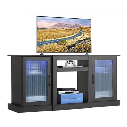 TV-bänk för TV-apparater upp till 65 i modernt underhållningscenter med glasdörrar