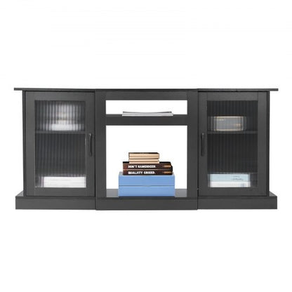 TV-bänk för TV-apparater upp till 65 i modernt underhållningscenter med glasdörrar