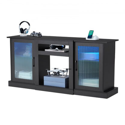 TV-bänk för TV-apparater upp till 65 i modernt underhållningscenter med glasdörrar